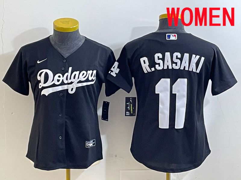Women Los Angeles Dodgers #11 R.Sasaki Black Game 2025 Nike MLB Jersey style 1